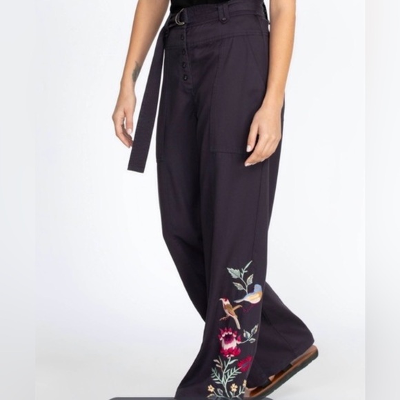 Johnny Was Paloma Wide Leg Floral Embroidered Women's Pants - Picture 2 of 10